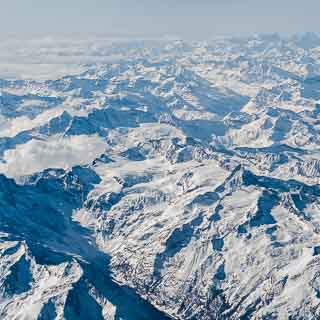 aerial view of the Alps