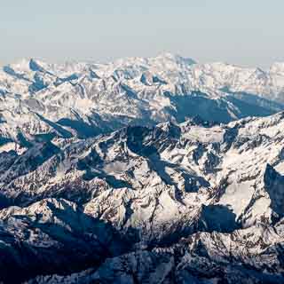 Aerial view of Alps mountains