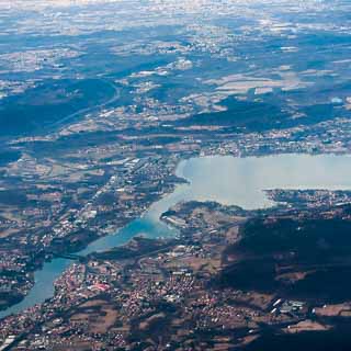 Aerial view of Sesto Calende at the southern tip of Lago Maggiore