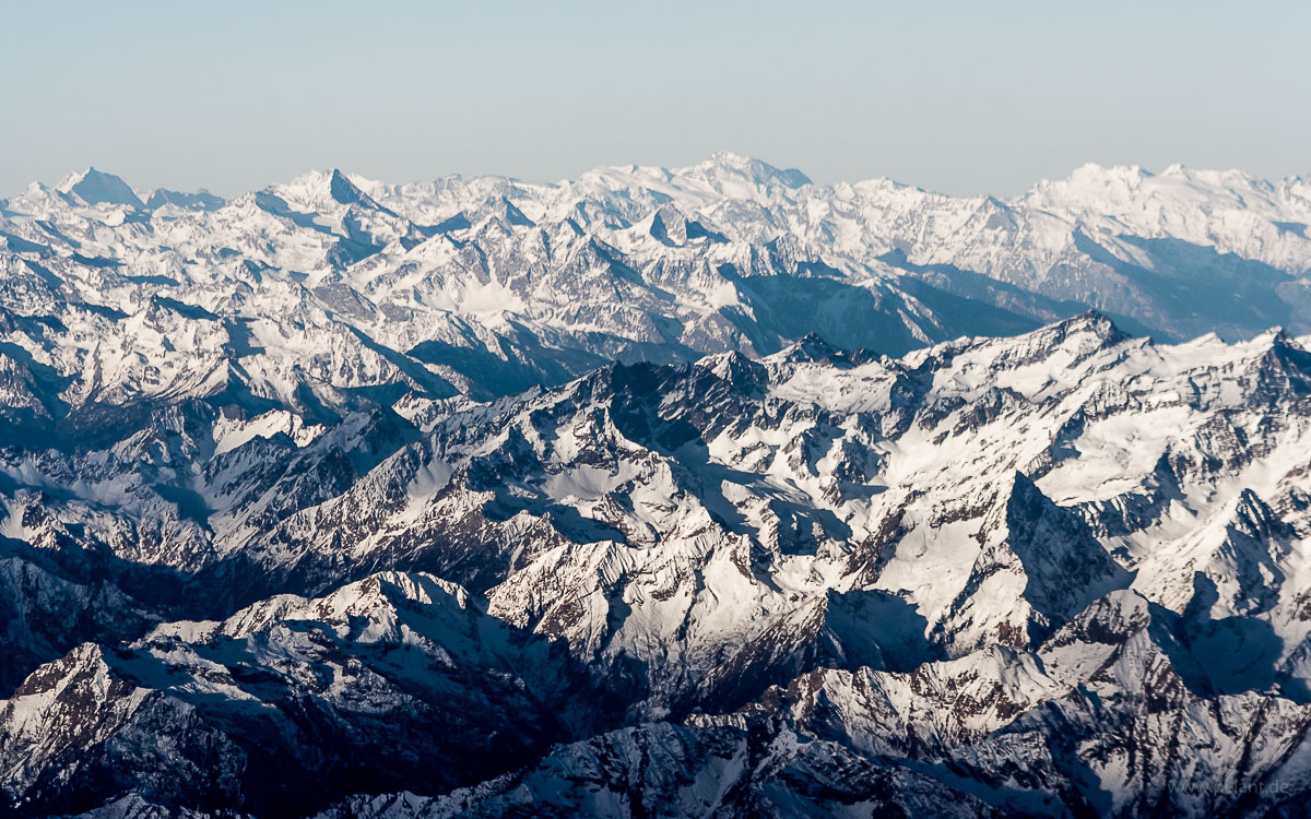 Aerial view of Alps mountains
