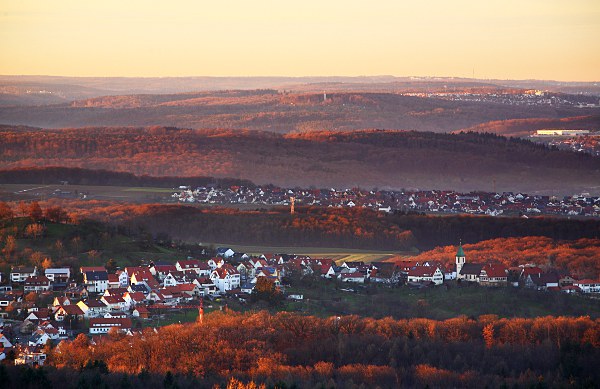 Grafenberg in der Abendsonne, gesehen vom Jusi