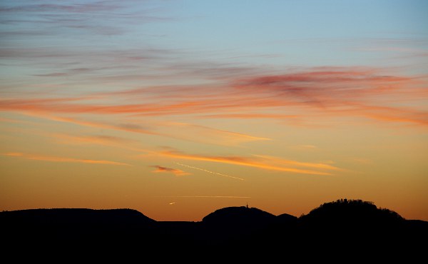 afterglow above mountains of the Schwbische Alb