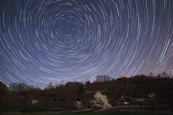 chapel hill with the Wurmlinger Kapelle with startrails