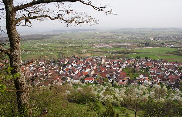 Blick auf Kayh vom Grafenberg im Frhjahr.