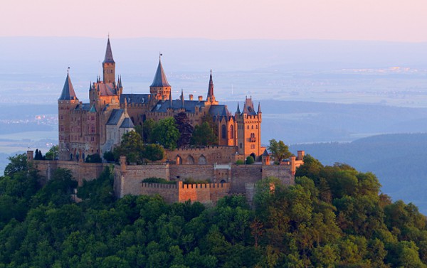 Hohenzollern castle in the light of the rising sun