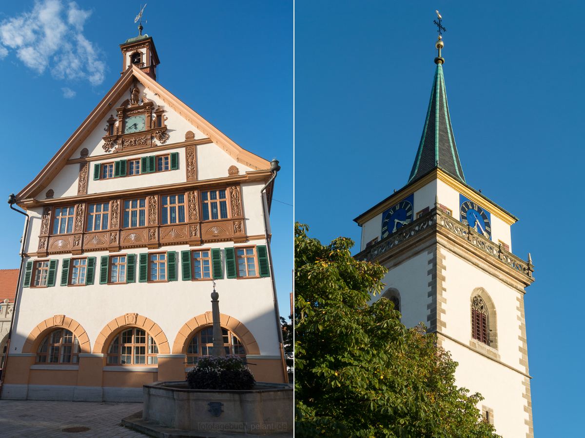 Metzinger Rathaus und Kirchturm