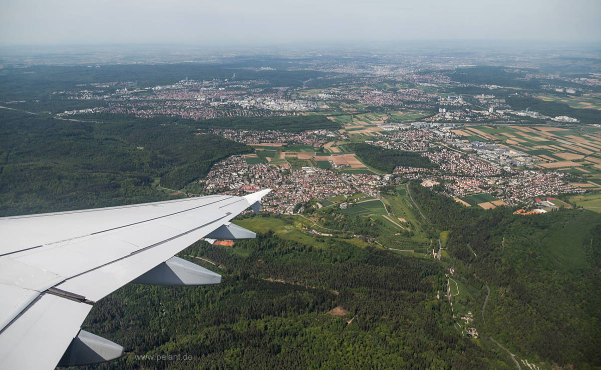Blick auf Musberg, Leinfelden, Oberaichen und Stuttgart-Vaihingen