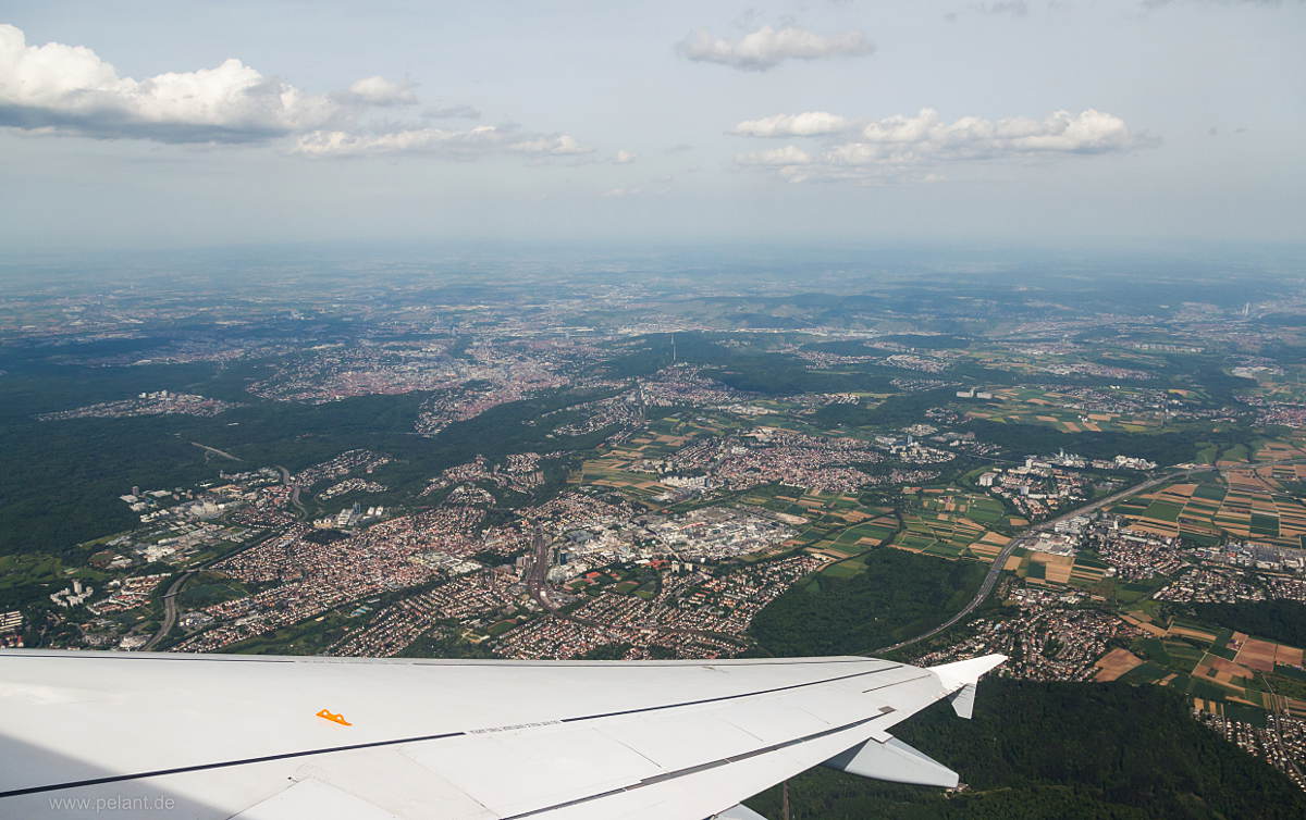 view of Stuttgart with Vaihingen above the wing