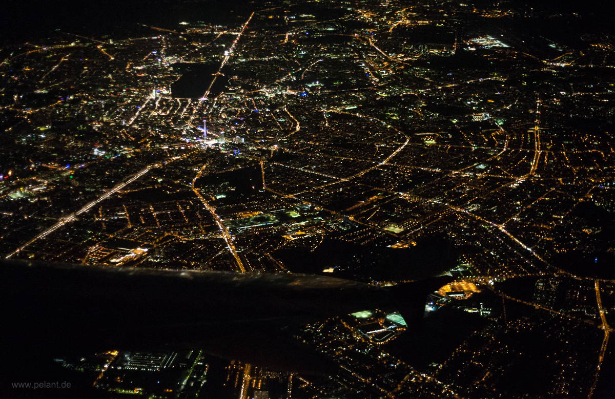 Aerial view of Berlin at night