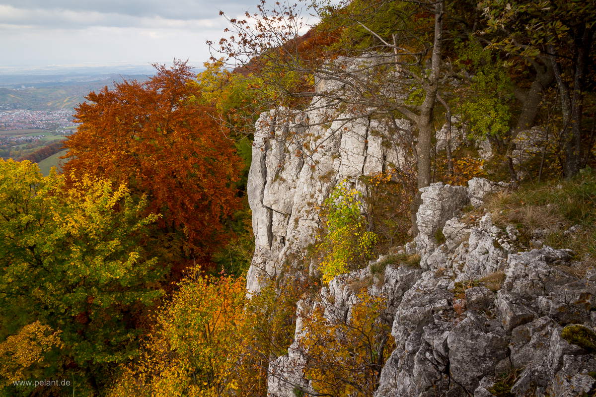 Wiesfels rock near Glems in autumn