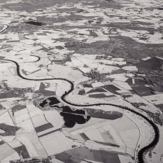Aerial view in infrared: Elbe river near Torgau, Saxony