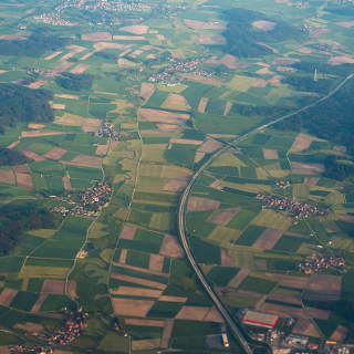 Aerial view of A7 near Feuchtwangen