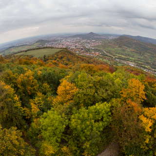 view over the Albtrauf and Pfullingen in autumn
