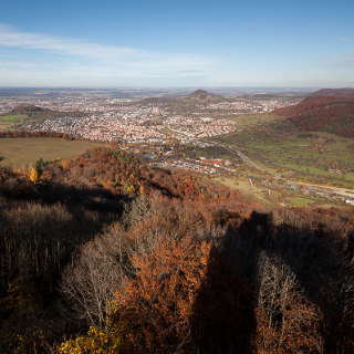 view over Pfullingen from the Schnbergturm in autumn