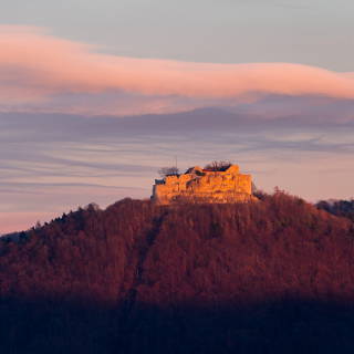 Hohenneuffen castle ruin in the evening light