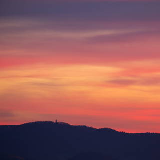 afterglow and the silhouette of the Schwbische Alb