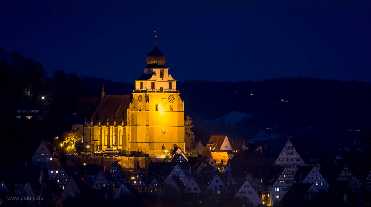 Stiftskirche Herrenberg bei Nacht