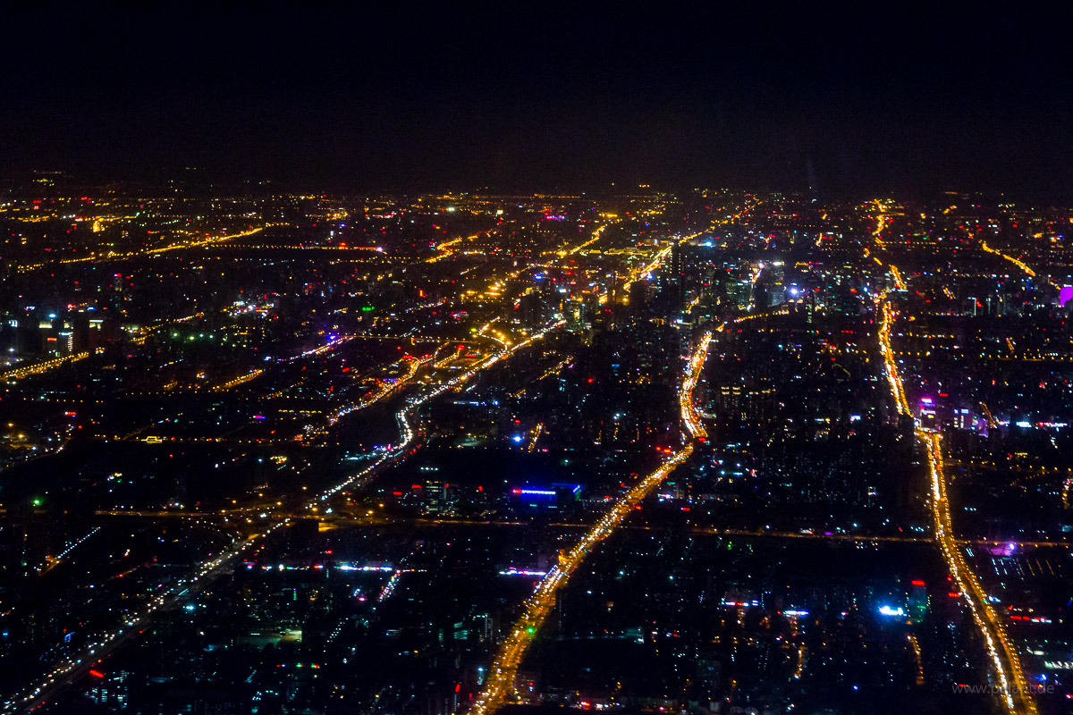 Aerial view of Beijing at night