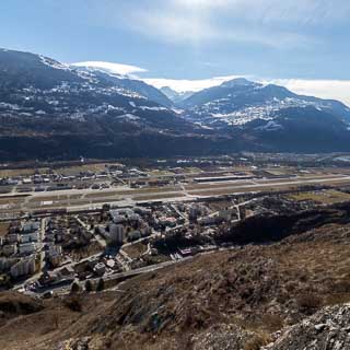 view from Mont d'Orge of the Sion Airport