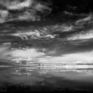 reflections on the Chaka salt lake (Chaka Yanhu, Qinghai, China) in infrared